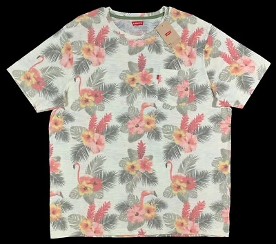 Men's LEVI'S LEVI STRAUSS Flamingo Floral Tropical T-Shirt Tee Shirt 2XL NWT NEW - Image 1 of 4