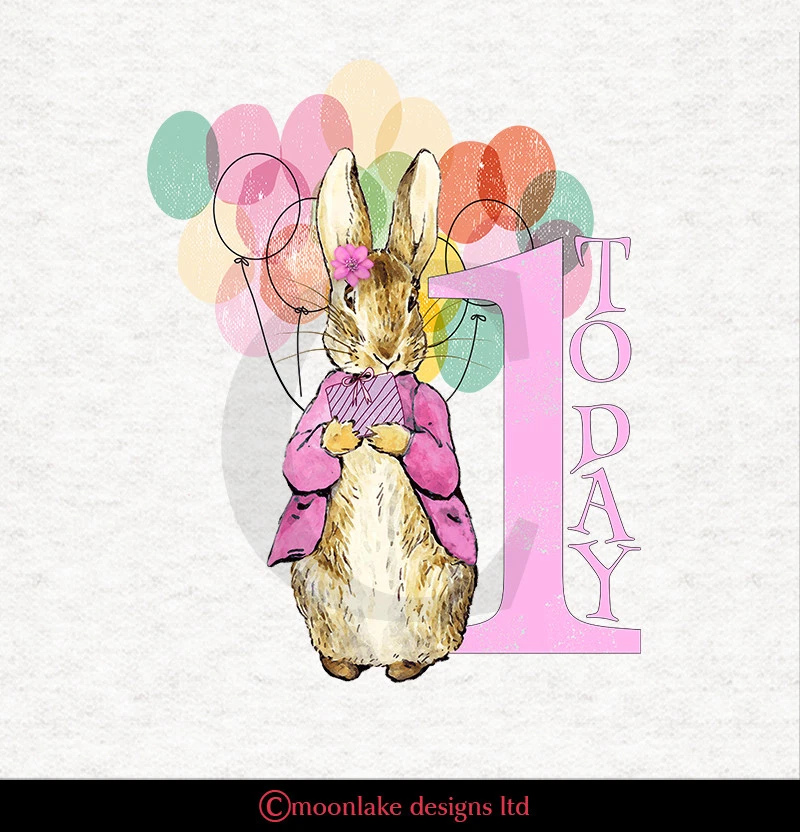 MOONLAKE FABRICS Beatrix Potter Peter 1. Geburtstag Stoff Basteln Paneele 100% Baumwolle oder Polyester