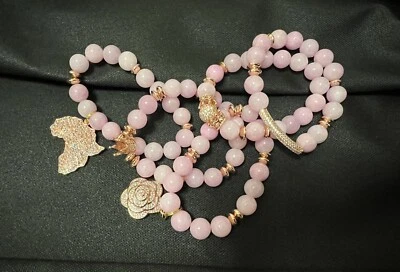 Браслет эластичный с акцентом из 5 бусин африканской королевы драгоценных камней - Изображение 1 из 3