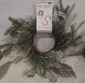 1 Snowy Pine Target Bullseye Playground 6'Christmas Wreath/ Garland NWT Q - Picture 1 of 11