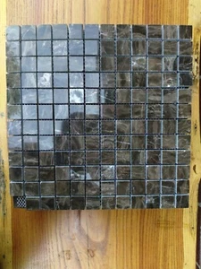 Tile Shop 7 PC Brown Marble Mosaic Tile 12"x12" Glossy 7/8"x7/8 Free Ship Read - Picture 1 of 7