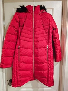 Michael Michael Kors Women's Red Puffer 3/4 Quilted Coat Size M - Picture 1 of 2