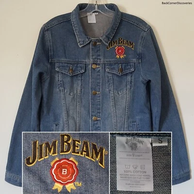 Chaqueta de camionero vaquera azul con botones Jim Beam Logo S. Whisky bourbon de Kentucky Foto 1 de 4