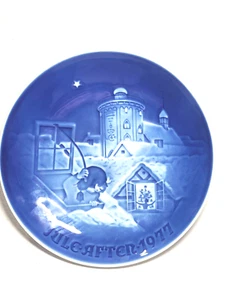 1977 Bing & Grondahl Copenhagen Porzellan Weihnachtsteller "Jule Aften" - Bild 1 von 5