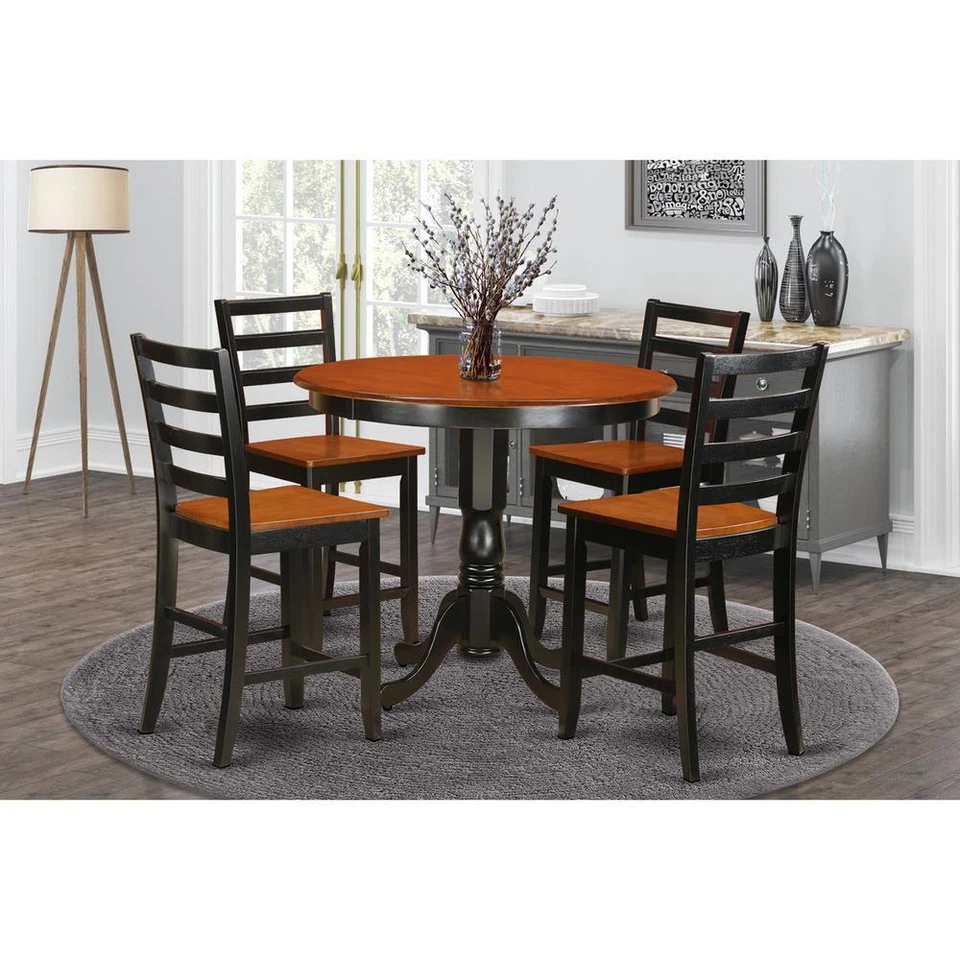 East West Furniture 5 Piece Kitchen Dinette Table and 4 Bar Stools Set