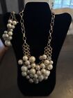 Lane Bryant Large Faux Pearl Crystal Adjustable Necklace & Bracelet Set