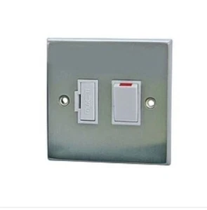 CED 13A Switched Fused Connection Unit | Polished Chrome | White Inserts - Picture 1 of 2