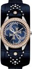 Guess Two Tone Genuine Blue Studded Leather Blue Dial Women's Watch U1140L3