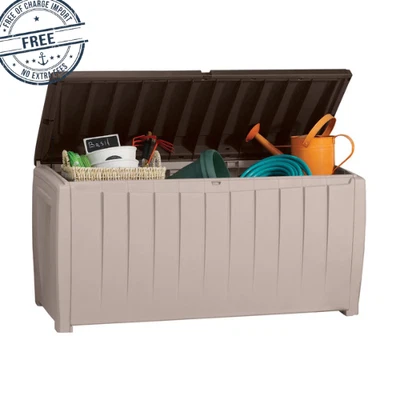 Keter Novel 90 Gal Durable Resin Outdoor Storage Deck Box For Furniture Supplies