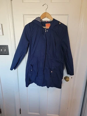 ModCloth Jacket Womens Large Navy Cinch Waist Hooded Full Zip 100% Cotton - Image 1 of 4