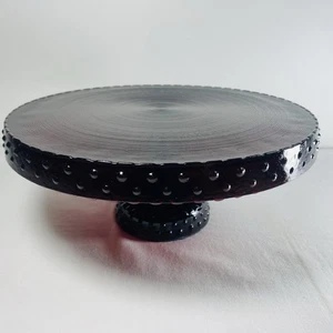 "Pedestal de vidrio rojo rubí vintage LE Smith soporte para pasteles clavo hecho en EE. UU. 11""" - Imagen 1 de 9