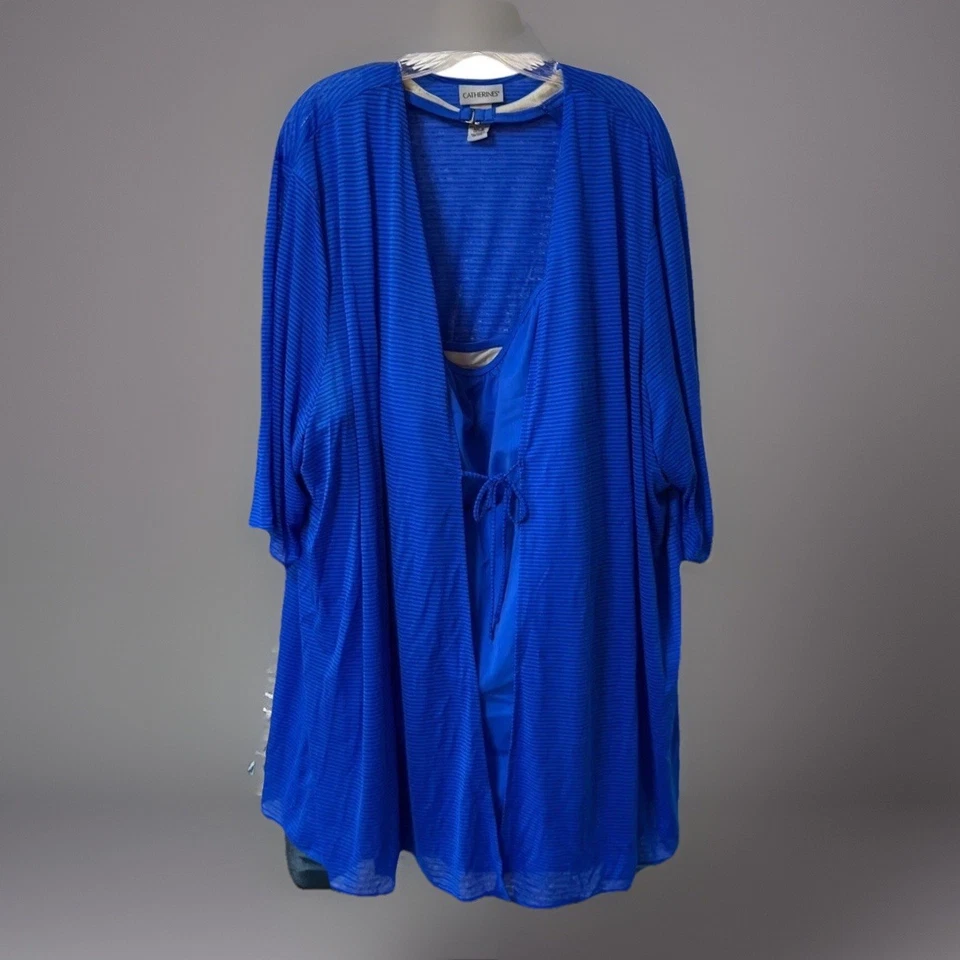 Conjunto de encubrimiento de vestido de baño Catherines talla grande 5X traje de baño azul playa piscina vacaciones Foto 1 de 4