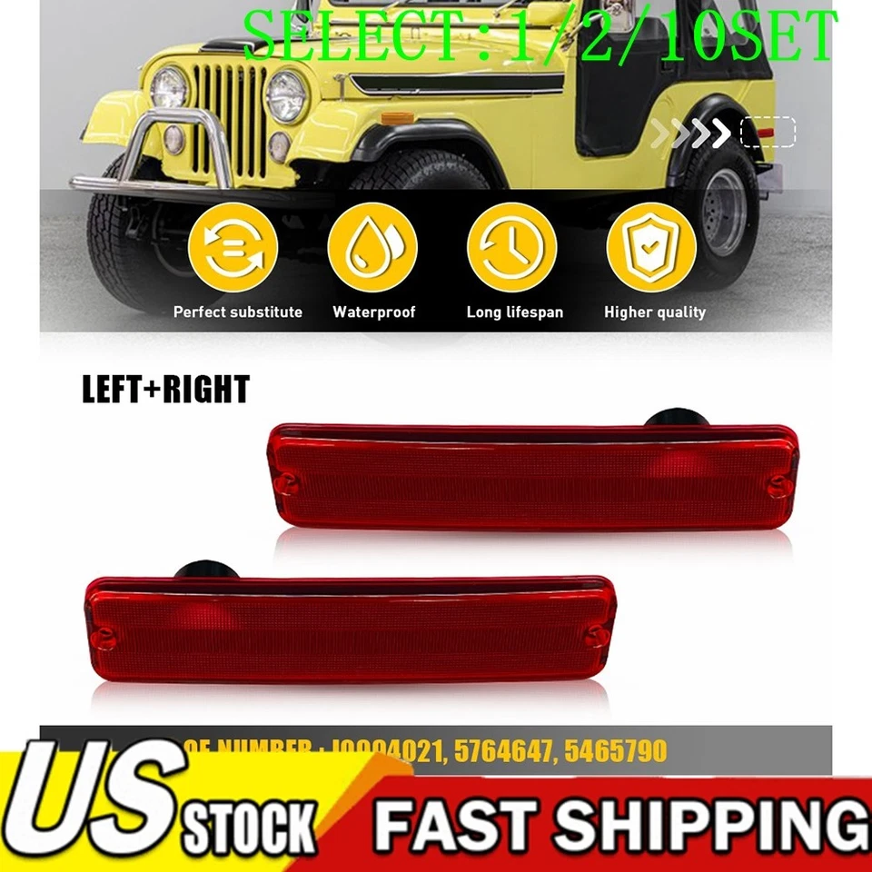 Para Jeep CJ5 CJ6 CJ8 Scrambler 72-86 Rojo Guardabarros Trasero Marcador Lateral Carcasa 1~10X Foto 1 de 4