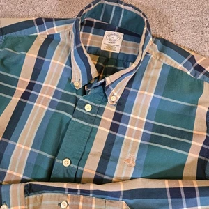 Brooks Brothers Regent Verde Azul Cuadros Para Hombres XL Abotonado L/S Dorado Vellón Logo - Imagen 1 de 9