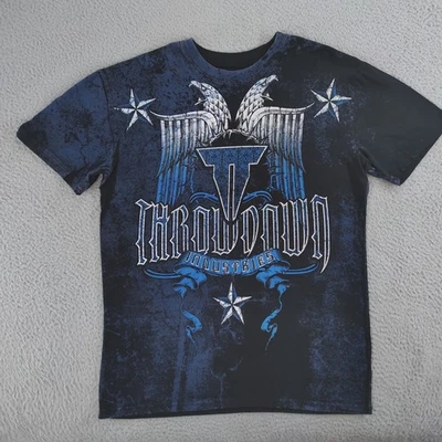 Camisa Throwdown Industries Para Hombres XL Negra Azul Gráfica Águila MMA Camiseta EE. UU. Algodón Foto 1 de 4