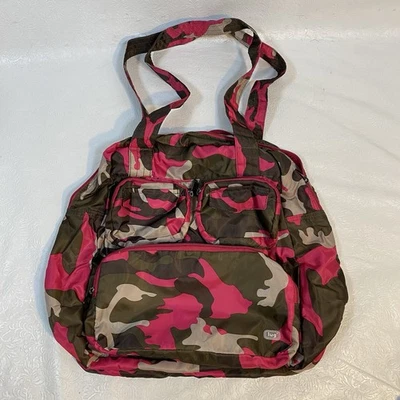 Bolso de Mano Lug Puddle Jumper Llevar Todo Viaje Rosa Marrón Camuflaje 14x15x7 Embalable Foto 1 de 4