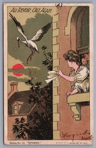 Au Revoir Storks Series No. 13 Baby Delivery UDB Postcard M7 - Picture 1 of 3