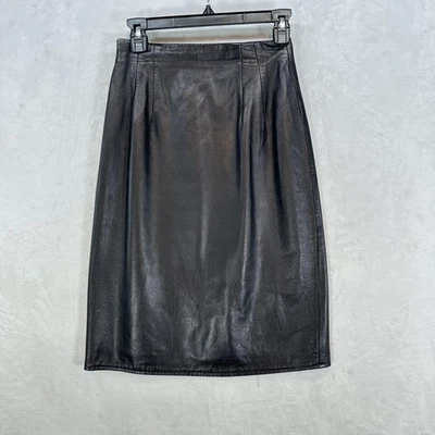 Vakko Skirt Womens 6 Black Leather Butter Soft Pencil Knee Length High Waist - Image 1 of 4