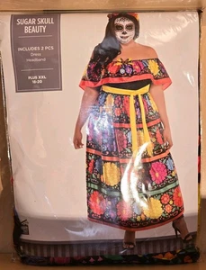 Sugar Skull Beauty Floral Multi-Color Dress Halloween 18 - 20 - Picture 1 of 3