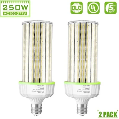 2X 250W LED Corn Bulb Light Replacement 1200W Metal Halide HPS High Bay Lamp DLC - Image 1 of 4