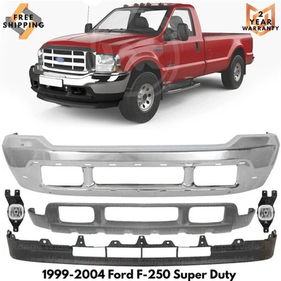 Комплект хромированных и противотуманных фар переднего бампера в сборе для Ford F-250 Super Duty 1999-2004 годов выпуска - Изображение 1 из 4