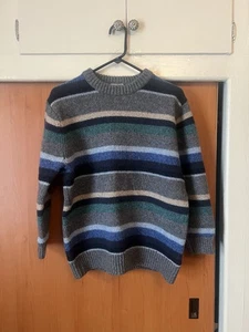 LL Bean 100% Lambs Wool Vintage Sweater Block Striped Size Medium  - Picture 1 of 2