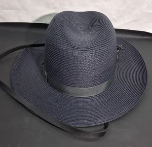 NEW The Lawman Genuine Milan Mens Straw Western Fedora Style Hat Navy Blue 7 1/2 - Picture 1 of 7