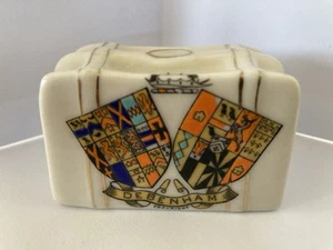 Carlton China Crested Ware Travel Suitcase For Debenham Suffolk - Picture 1 of 4