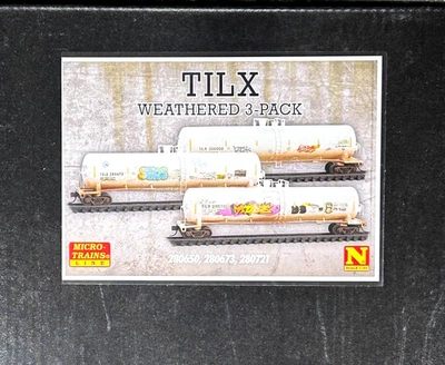 MICRO-TRAINS 3-PK WEATHERED 56' GENERAL SERVICE TANK CARS TILX 98305059 - Image 1 of 4