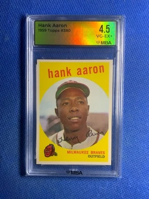 1959 Topps #380 Hank Aaron MBA 4,5 en muy buena condición excelente Milwaukee Braves Salón de la fama nítido Foto 1 de 2