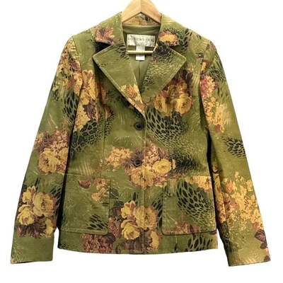 Chaqueta Blazer Doncaster Vintage Verde Rosa Floral Animal Selva Mujer 4 Foto 1 de 4