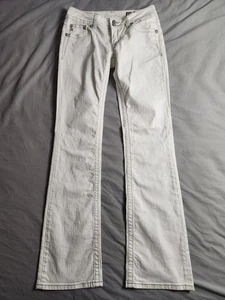 Miss Me Jeans Bootcut Womens Size 29x34 White Low Rise Rhinestones Grunge NEW - Picture 1 of 10