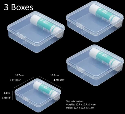 3PCS - 4" Plastic Storage Boxes Container Square Box Beads Coins Screws Jewelry - Image 1 of 3