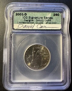 2001-D 25C New York NY State Quarter ICG Signature Series | Daniel Carr Signed - Picture 1 of 2