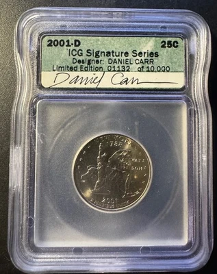 2001-D 25C New York NY State Quarter ICG Signature Series | Daniel Carr Signed - Image 1 of 2