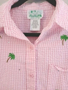 The Quacker Factory Shirt Top Damen Gr. M Palmen bestickt Strass    - Bild 1 von 16