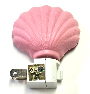 SUPREME Pink Night Lights On Off Switch Shell Shape Light Nite Wall Plug Home Safety