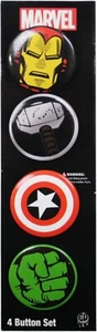 Buttons - Avengers Marvel Hero Comic Pin Badge Pack Gift 1.25" SET OF 4 #88025 - Picture 1 of 2