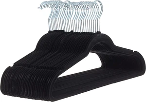 Slim Velvet Non-Slip Suit Hangers - 30-Pack, Black/Silver - Picture 1 of 7