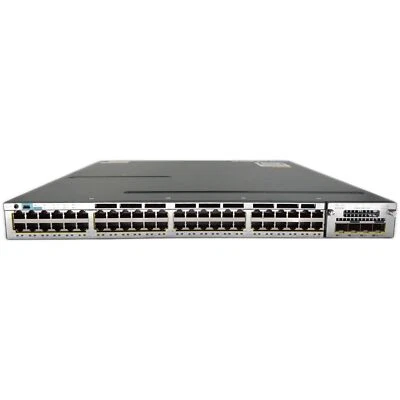 Conmutador Gigabit administrado de 48 puertos Cisco WS-C3750X-48PF-S con C3KX-NM-10G - SIN P/S Foto 1 de 4
