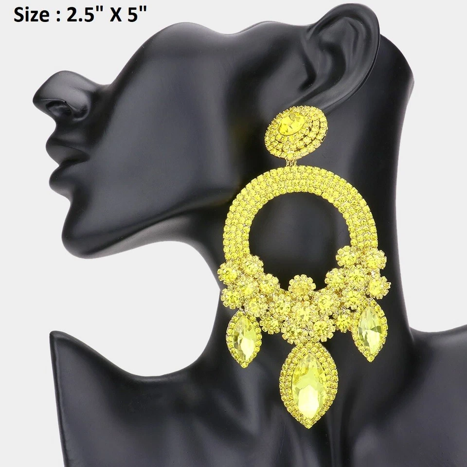 Pendientes de araña perforados de cóctel con estrás de cristal de gran tamaño círculo de aro  Foto 1 de 1