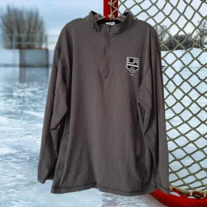 Official NHL Kings pullover 1/4 zip Gray Patch Embroidered L 42/44 - Picture 1 of 16