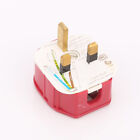 Red MK 13A Mains Power Plug UK Fuse Connector H-iFi Cable Adapter Lead D8 3Pin