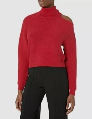 Suéter BCBG Generation Mujer MED Rojo Asimétrico Hombro Frío Cuello Alto Nuevo con Etiquetas Foto 1 de 4