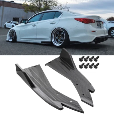 Carbon Fiber Look Rear Bumper Spoiler Lip Splitter Diffuser For Infiniti Q50 Q60 Foto 1 de 4