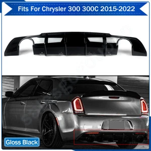 Fits 15-2023 Chrysler 300 300C Rear Bumper Diffuser Lip Dual Exhaust Gloss Black - Picture 1 of 13
