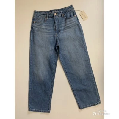 Pantalones de mezclilla Universal Thread azules talla 8 tiro más alto pierna recta recortados nuevos con etiquetas Foto 1 de 4