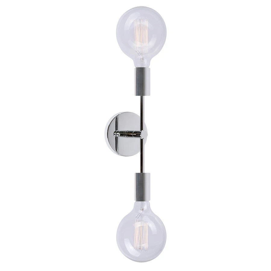 Forte Lighting Baton 2 Light Wall Sconce, Chrome - 7117-02-05 - Image 1 of 1