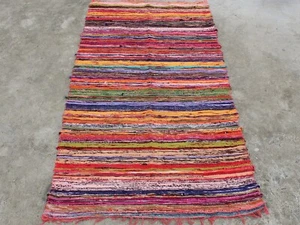 Indian Rugs Multicolor Cotton Hand Woven Area Rug Patchwork Floor Mat Chindi Rug - Picture 1 of 6