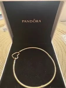Pandora Momentos Oro Sólido 14k Cierre Corazón Serpiente Cadena Pulsera 23 cm / 9 pulgadas - Imagen 1 de 8